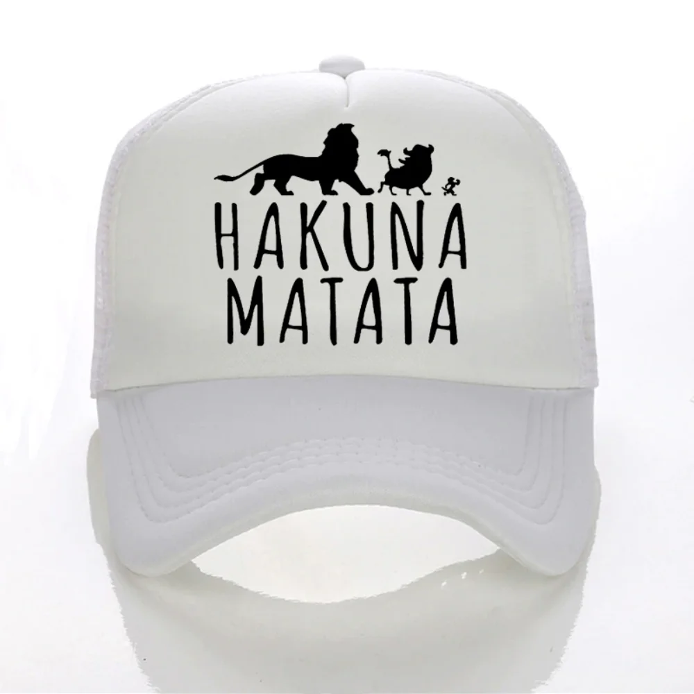 Набивная хакуна-Матата летняя кепка-бейсболка шапка с сеткой с регулируемым мультяшным принтом