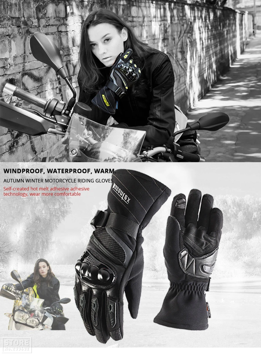 Autumn and Winter Motorcycle Gloves Touch Screen Design Full Finger Gloves Windproof Waterproof and Fallproof Warm Riding Motorcycle Gloves for Men and Women