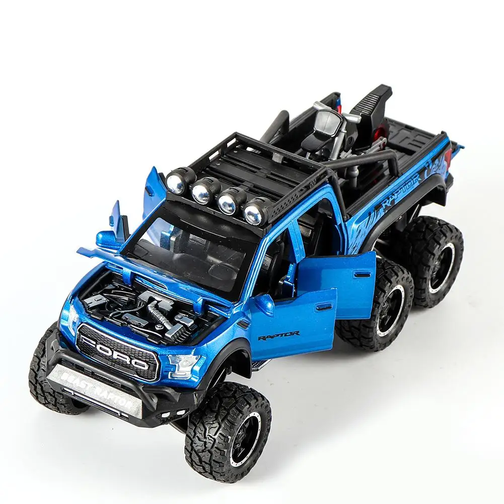 blue 1:28 Ford Raptor модель внедорожника Детский Светильник силы возврата и звуковая игрушка автомобиля - Цвет: blue