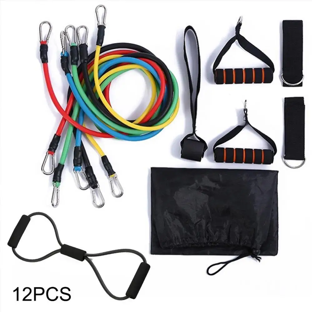 

12Pcs/Set Latex Resistance Bands Crossfit Training Exercise Yoga Tubes Pull Rope Rubber Expander Elastic Bands Fitness with Bag