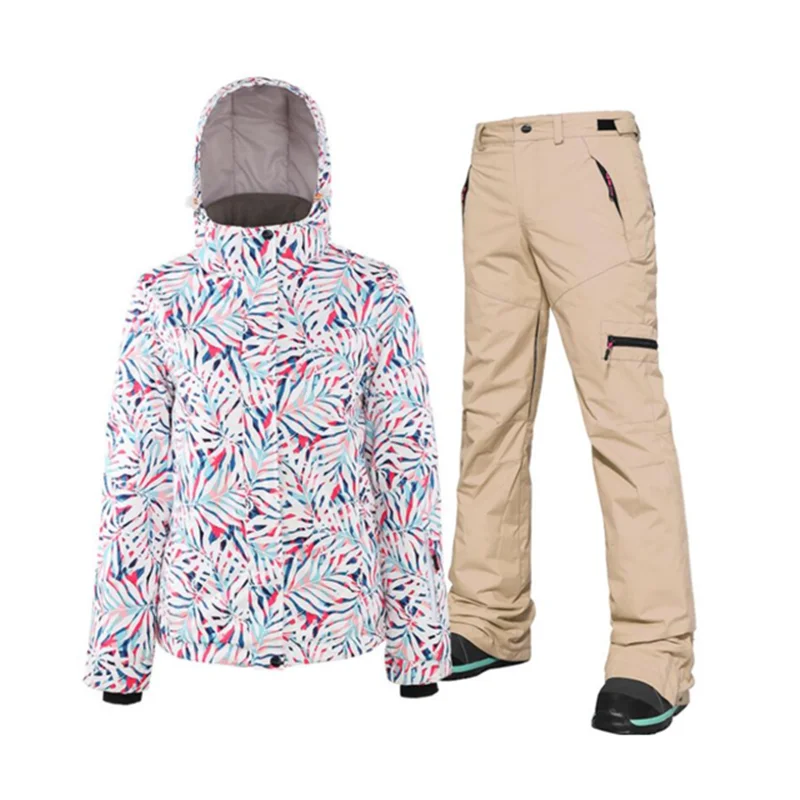 Зимняя теплая Женская лыжная куртка, комбинезоны с капюшоном, спортивные зимние костюмы для женщин, ветрозащитная Женская лыжная одежда для сноубординга - Цвет: 4