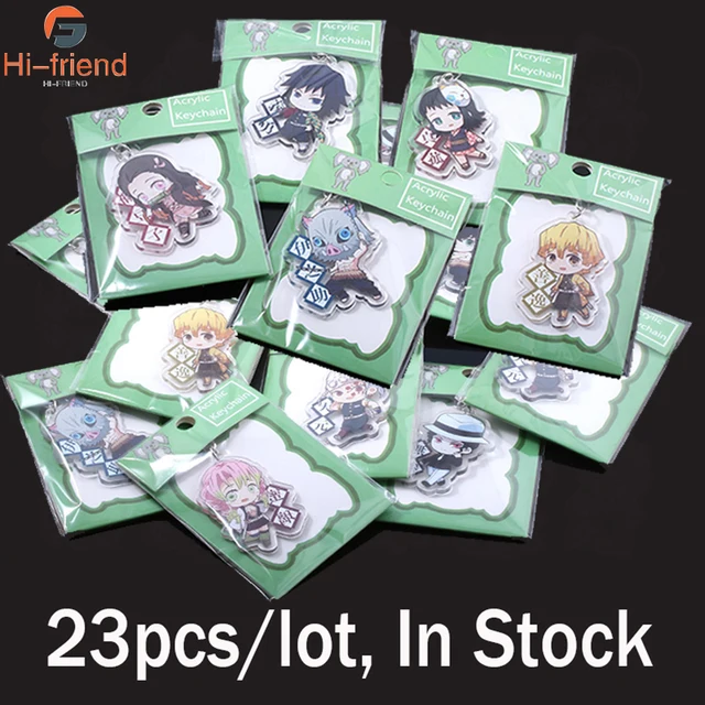 30Pcs/Lot Anime Keychains Demon Slayer Keychain Kimetsu No Yaiba Acrylic Key Ring for Women Man Gift Wholesale 23Pcs