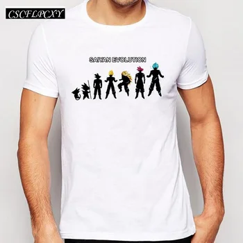 

Fashion super saiyan evolution design men's casual t-shirt catoon printed male tops popular creative tee