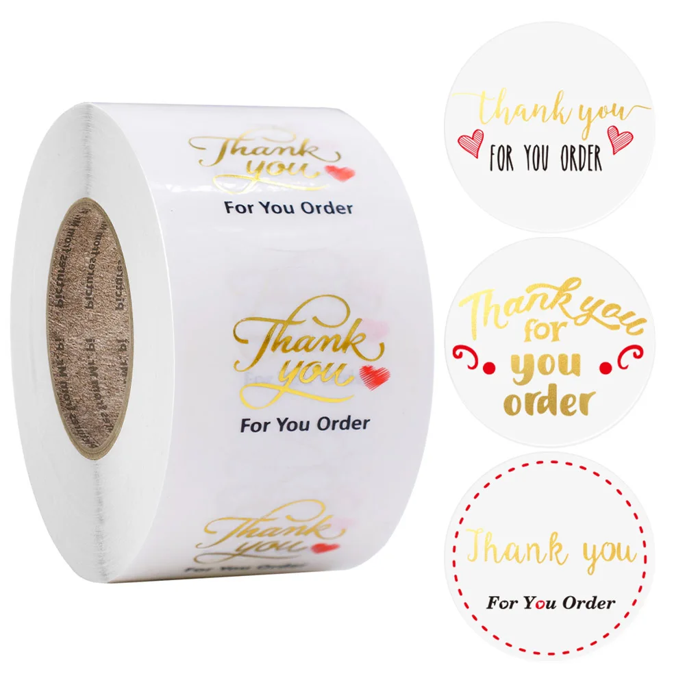 

500Pcs/Roll Thank You Stickers Seal Labels For Small Shop Package Thank You For Your Order Stickers Scrapbook Stationery Sticker
