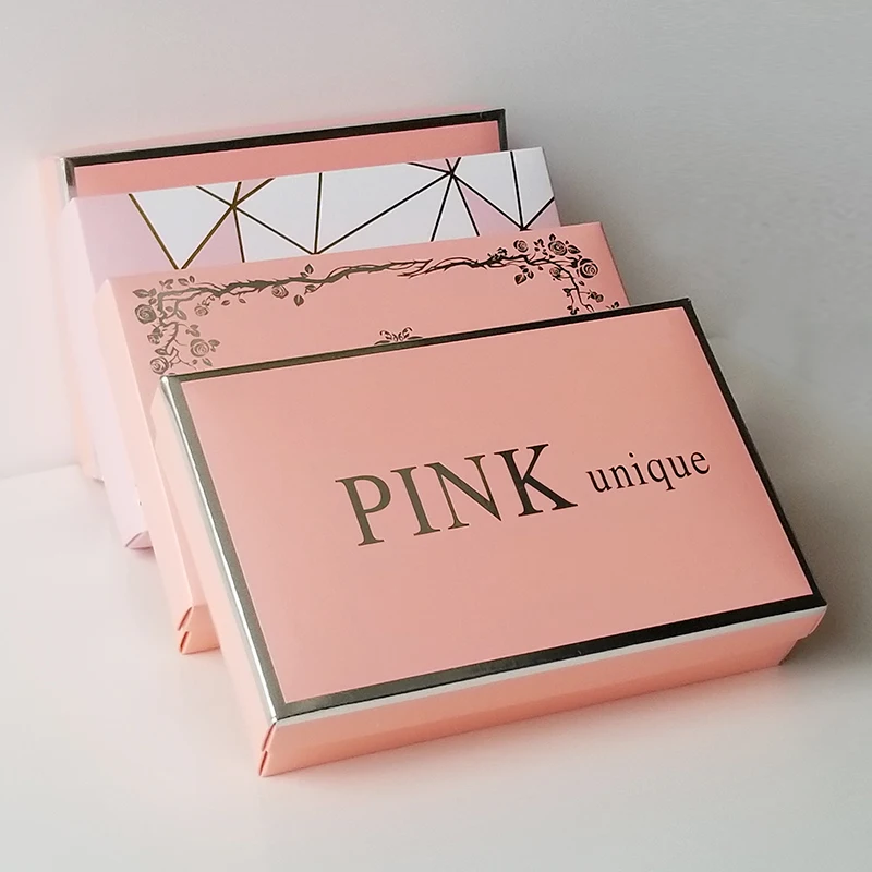 

10PCS 18x12x4cm Pink Paper Box Packaging with Cap Presents Carton Caixa Packaging for Panties Socks Towels Wear Gift Box