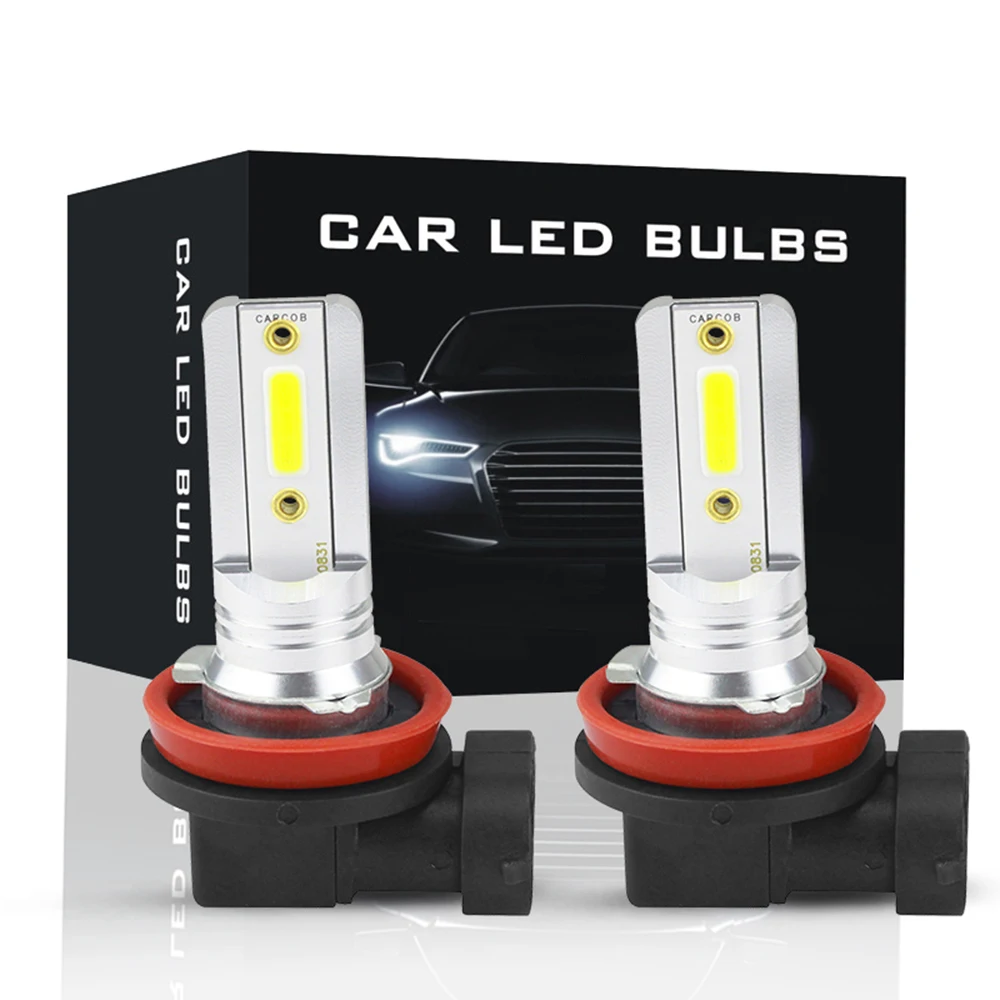 2 шт. H11 H8 12 V-24 V 100W Автомобильный светодиодный фары Противотуманные фары лампы 6500 к ксенон белый двусторонняя Автомобильный светодиодный налобный фонарь