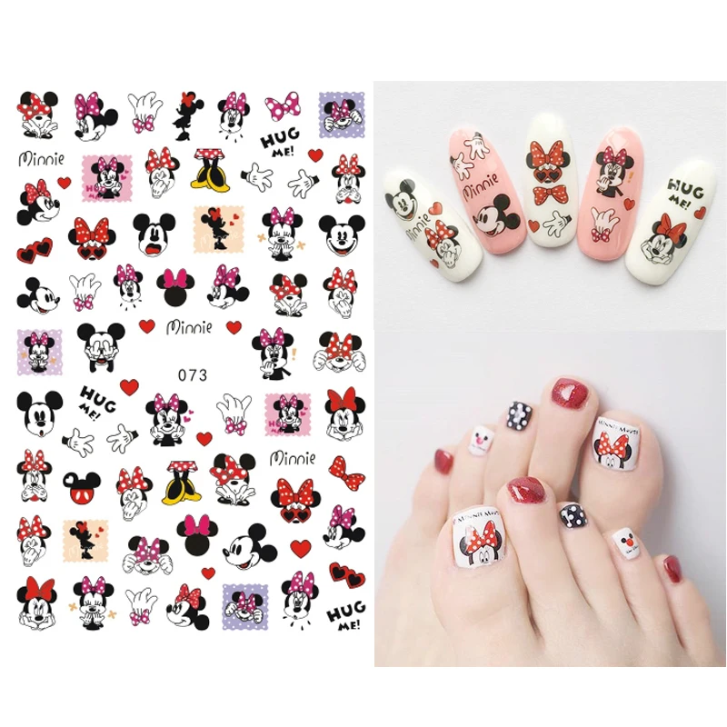 1PCS Cartoon Disney Nail Sticker Donald Duck Mickey Mouse Minnie Nail Slider Lion King Snow White Nail Art Accessories