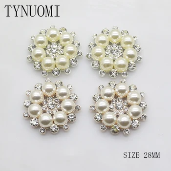 

10pcs/lot28MM Pearl Rhinestone Button Clothing Ornament Decoration Material DIY Wedding Decoration Embellishment Buckle