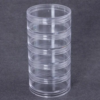 

5 Layer Big Cylinder Stackable Transparent Round Plastic Cosmetics Jewelry Beads Sewing Pills Storage Container Box