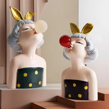 

Nordic Cute Figurine Creative Balloon Crafts Home Desk Decoration Resin Home Sculptures Decoracao Casa Wedding Decoration AC50BJ