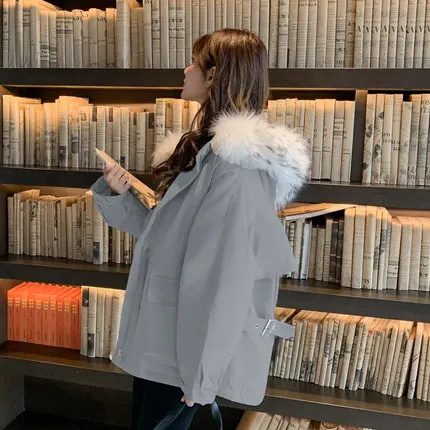 B короткая хлопковая стеганая куртка, модная зимняя куртка для женщин, пальто с меховым воротником, женская черная верхняя одежда, парка TB26 - Цвет: shown 4
