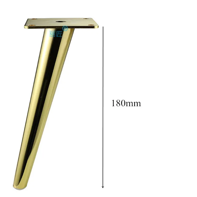 Sloping foot 18cm 4 шт металлические ножки для мебели золотые вертикальные/наклонные ножки для дивана с трубкой для телевизора, шкафа, шкафа, подставки для ног, мебельные аксессуары - Цвет: Sloping foot 18cm