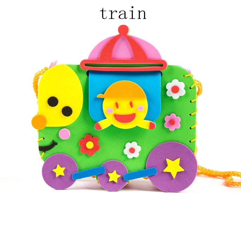 train Soft Blocks Милые животные мягкие строительные блоки игрушки кот Тигр 3D DIY швейная сумка образовательная сборка головоломка подарок для детей Прямая - Цвет: train Soft Blocks