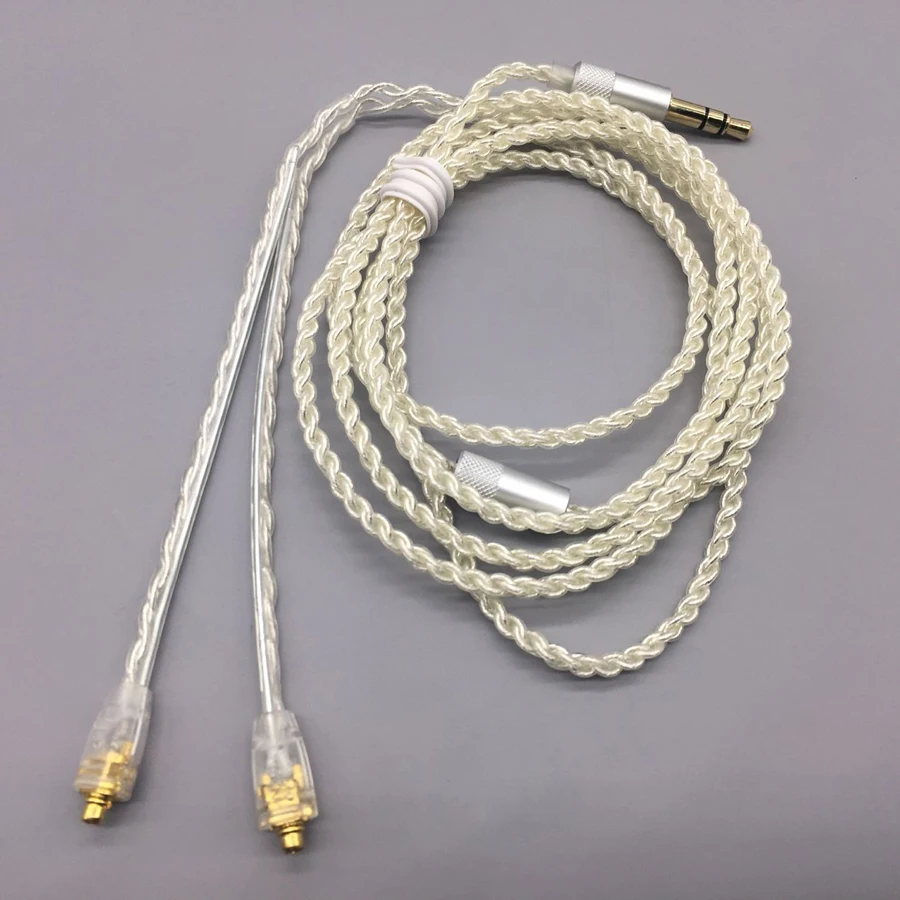 MMCX Cables for Shure SE215 SE535 UE TF10 For Sennheiser IE8 IE80 16 Shares 5N Silver Plated Earphone Headset HIFI Wire Line