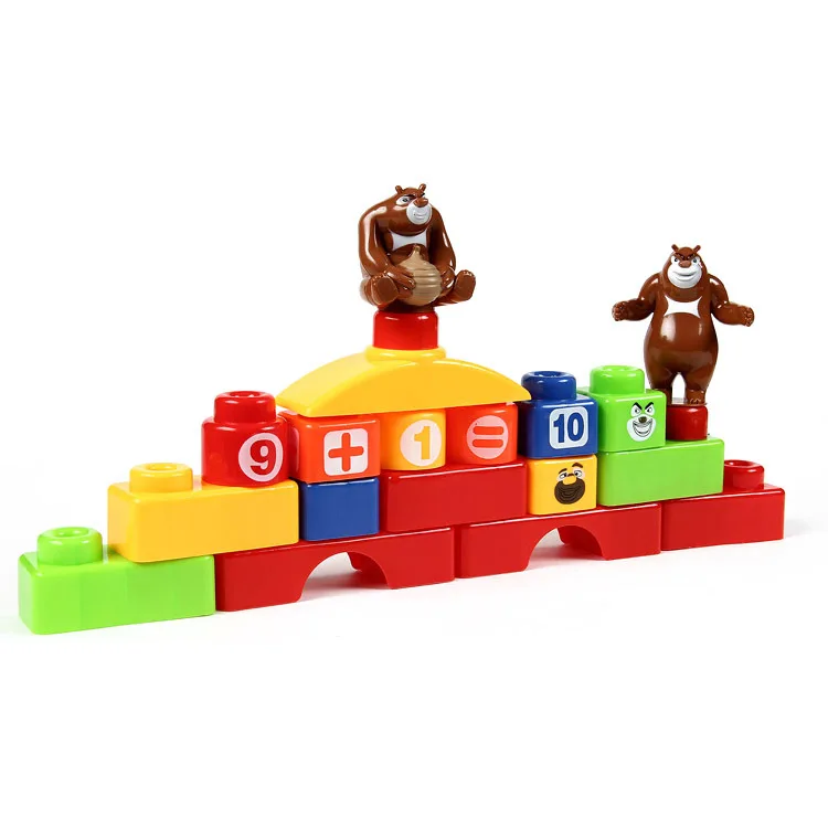 

Bear Spotted Bald Strong Bear Two Building Blocks Inserted Building Blocks Children ENLIGHTEN Educational Assembled DIY Building