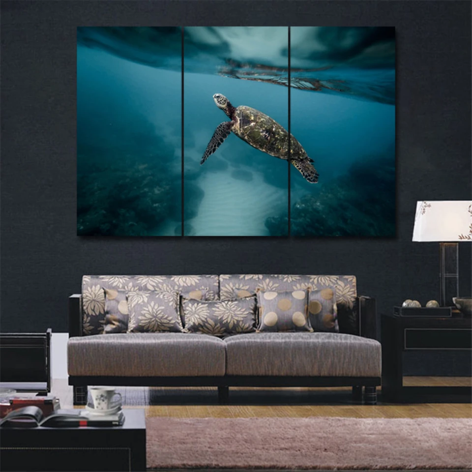 

Dark blue Sea Turtle 3 pcs HD Canvas Painting Modern Home Decoration Living Room Canvas Print Painting Wall Decor Picture