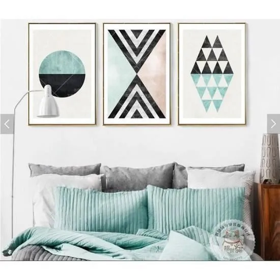 

Triple Green Geometry INS-Style Computer Airbrush Painting AliExpress Amazon Wish Decorative Painting Core