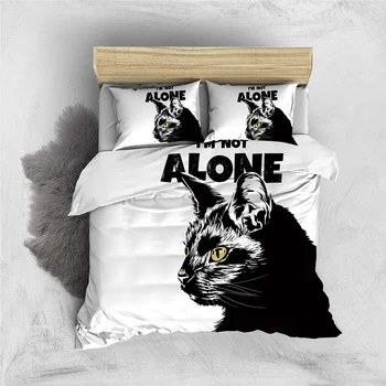 

Black Cat Bedding Set Queen Size Creative White Simple Duvet Cover 3D King Twin Full Single Double Unique Design Bed Set