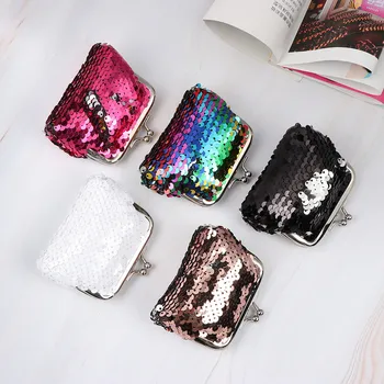 

New Fashion Sequins Mini Wallet Clutch Pouch Portable Women Sequins Coin Purses Handbags Card Holder Keys Earphone Bags