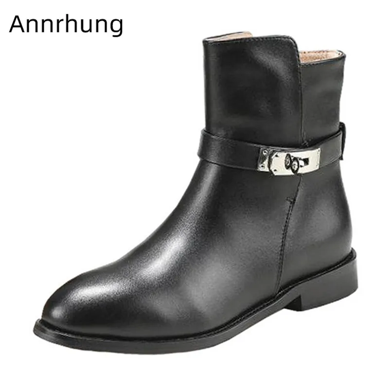 

Chic Martin Boots Women Narrow Belt Buckle Slip On Botines Round Toe Chunky Low Heel Botas 2020 Fall Winter Hot Sell Ankle Boots