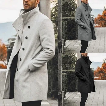 

NIBESSER Men Classic Trench Coat and Jacket Autumn Men Overcoats Pocket Casual Solid Color Blends Trench Coat For Gentlemen 2020
