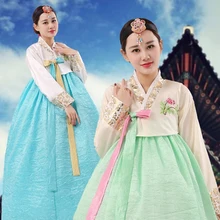 Расшитый блестками корейский традиционный костюм ханбок женский корейский дворцовый костюм национальный сценический танец одежда Корейский ханбок платье FF2413