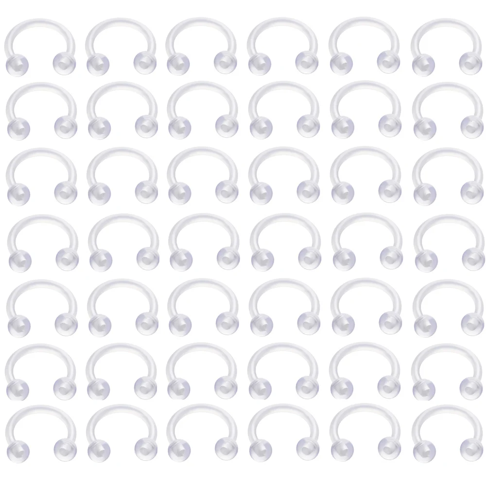 Wholesale 50/100PCS Transparent Soft Nostril Nose Rings Helix Piercings Eyebrow Tragus Horseshoe Ball Body Jewelry Bioflex