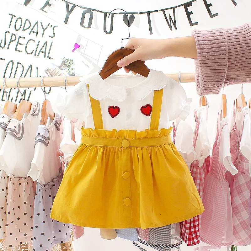 Hildren's Dress Summer New Girls Baby Strap Dress Korean Version of The Cartoon Stitching Dress 0-2Y Baby Fashion Dress