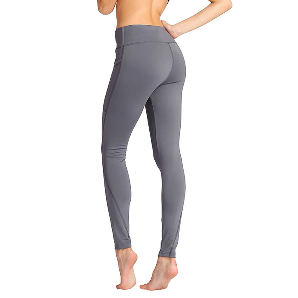 Высококачественные узкие Для женщин спортивные штаны Йога, леггинсы с карманами для занятий фитнесом спортом в тренажерном зале Бег Йога; Спорт Брюки