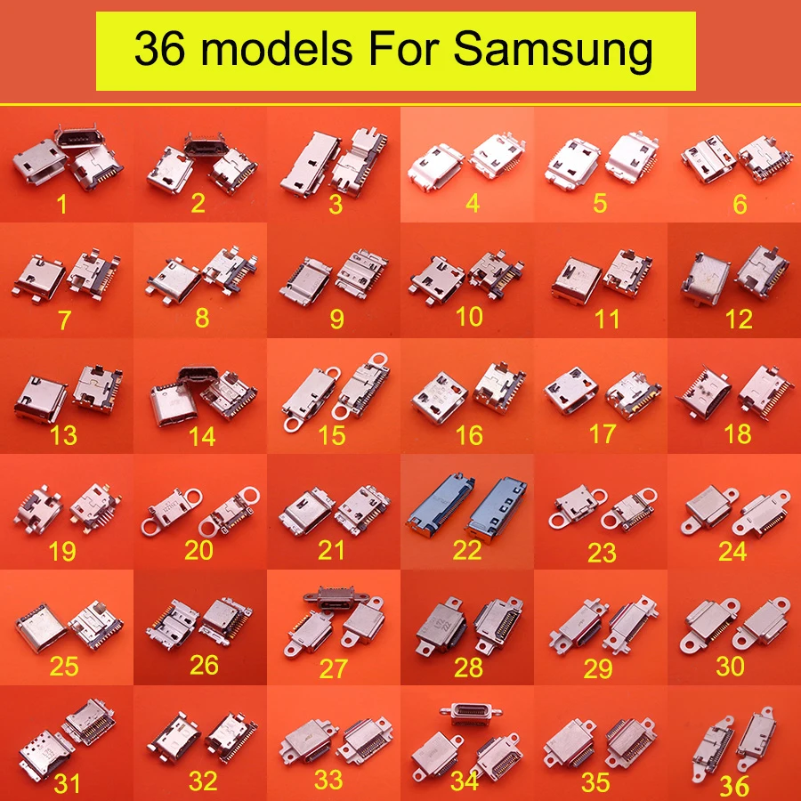 36 моделей шт. разъем Micro и Type C для Usb порта зарядки Samsung J1 J2 J3 J4 J5 J6 J7 Prime Note 4 5 9 10 S7 S8 S9 S10|Шлейфы мобильных