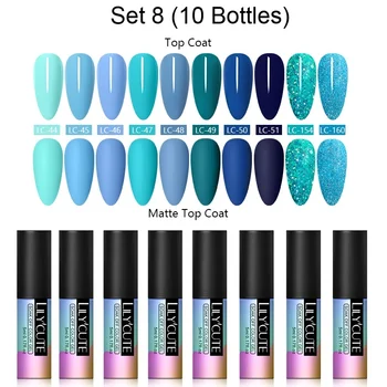 

LILYCUTE 6/10 Pcs/set Nail Gel Polish Set Semi Permanent Long Lasting Soak Off Base Top Coat Nail Art Hybrid Gel Nail Varnishes