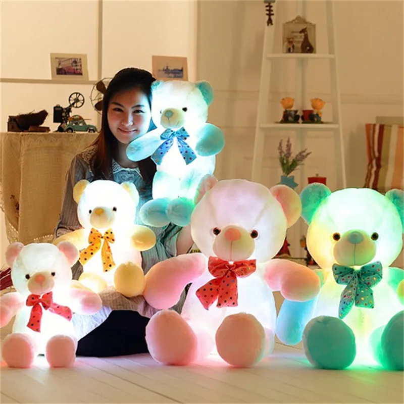 

Plush Light Up Stuffed Animal Bear Toys Glow Led Teddy Ledlight Color Changing Birthday Christmas Gift For Kids Children Girls
