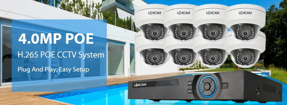 LOXCAM 8CH H.265+ 5MP камера безопасности Система 2MP/4MP аудио запись Антивандальная купольная POE ip-камера 8ch комплект видеонаблюдения