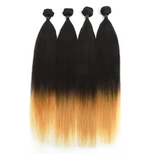 24 дюйма, Омбре, пряди для волос, яки, прямые, T27, синтетические волосы, плетение для черных женщин, 3 тона, блонд, 4 пряди