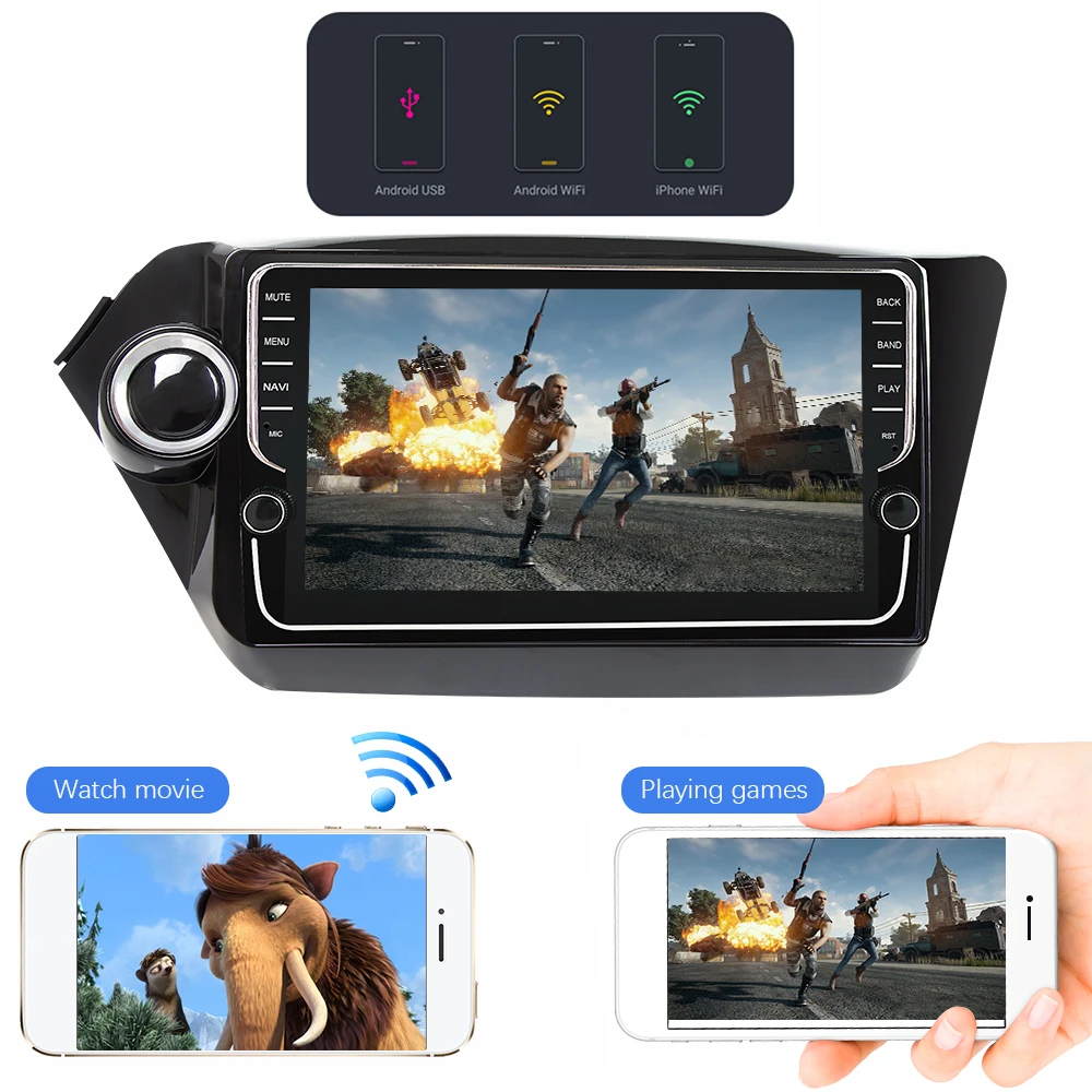Excellent Eunavi 2 Din Car Multimedia Player GPS Android 9 DVD Automotivo Radio For Kia k2 RIO 2010 2011 2012 2013 2014 2015 PX6 4G+64G 2