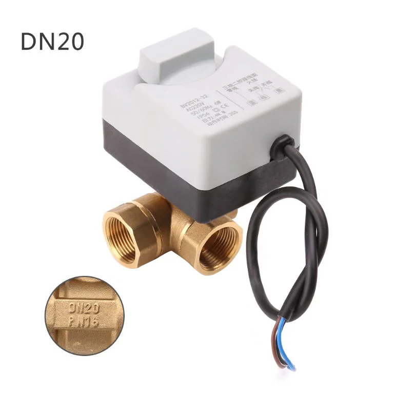 AC220V 3 Way 3 провода 2 управления моторизованный шаровой клапан электрический привод с ручным переключателем