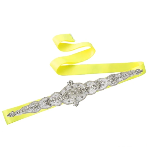 yellow TRiXY, S349, женские Стразы, пояс для невесты, пояс для свадьбы, серебряный бриллиант, свадебный пояс, пояс для невесты, аксессуары для платья подружки невесты - Цвет: yellow