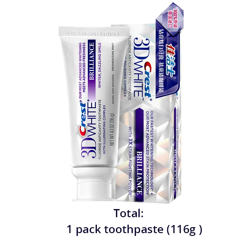 1pack Crest 3D белая зубная паста, блестящая фтористая антикоррозионная паста, соковыжималка для зубной пасты, передовая отбеливающая зубная паста 116 г - Цвет: 1pack