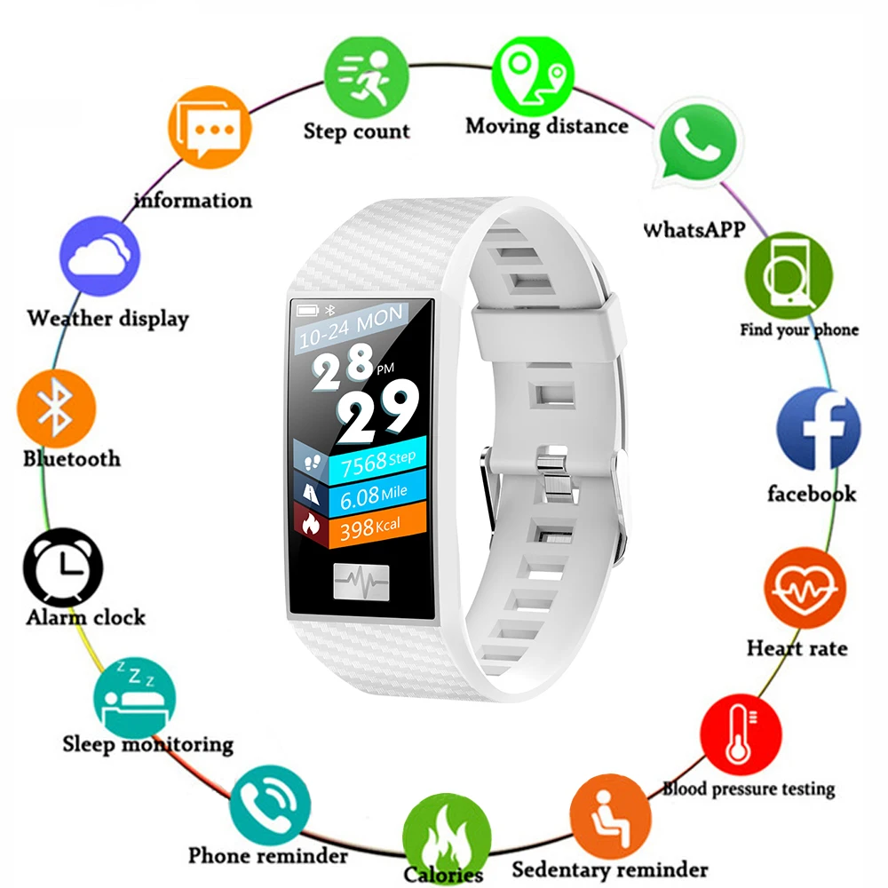 

Smart Watch Sports Fitness Activity Heart Rate Tracker Blood Pressure wristband IP67 Waterproof band Pedometer for IOS Android