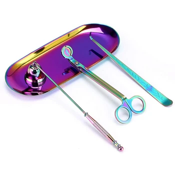 

4 in 1 Candle Accessory Set Candle Wick Trimmer Candle Wick Dipper Candle Wick Snuffer Storage Tray Plate Candle Tools