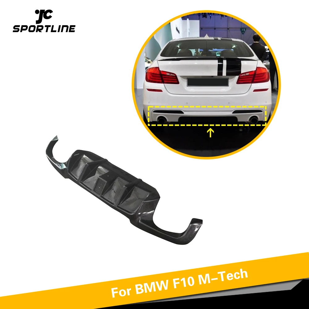 

For BMW 5 Series F10 M-Sport M-Tech 2012 - 2016 Carbon Fiber Car Rear Bumper Diffuser Lip Back Lip With LED Light