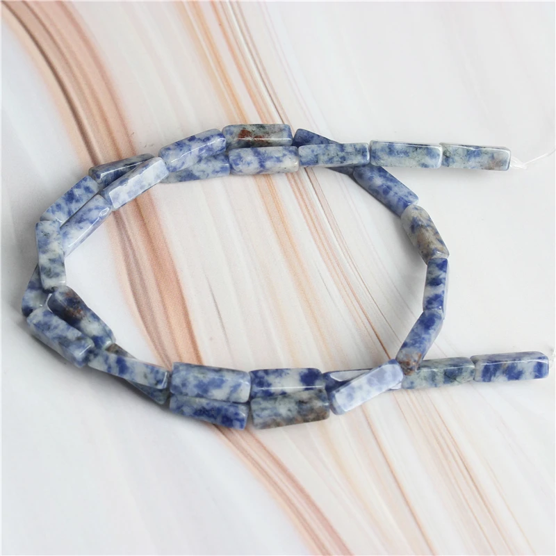 Blue dot Linxiang модные натуральные разноцветные кубовидные свободные бусины DIY браслет ожерелье серьги шпильки аксессуары - Цвет: Blue dot