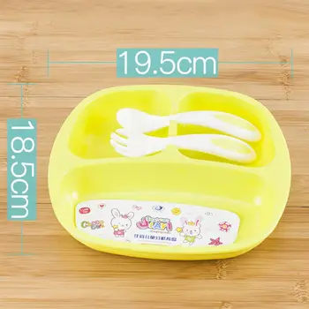 

3Pcs/Set Baby Bowl+Spoon+Fork Feeding Food Tableware Set 2-6T Cartoon Kids Dishes Eating Dinnerware Anti-hot Training Plate