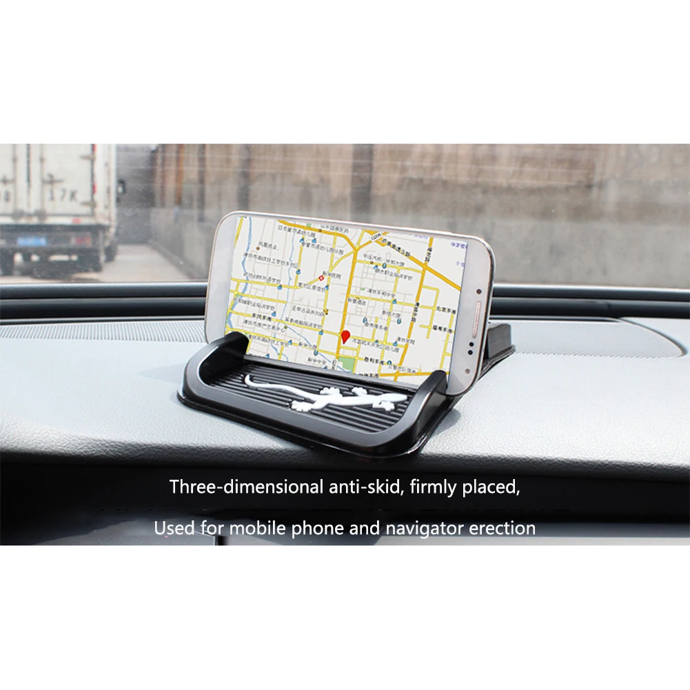 Двойной слот gps приборной панели автомобиля противоскользящие украшения телефон кронштейн многофункциональный стенд коврик держатель смартфона авто мобильный