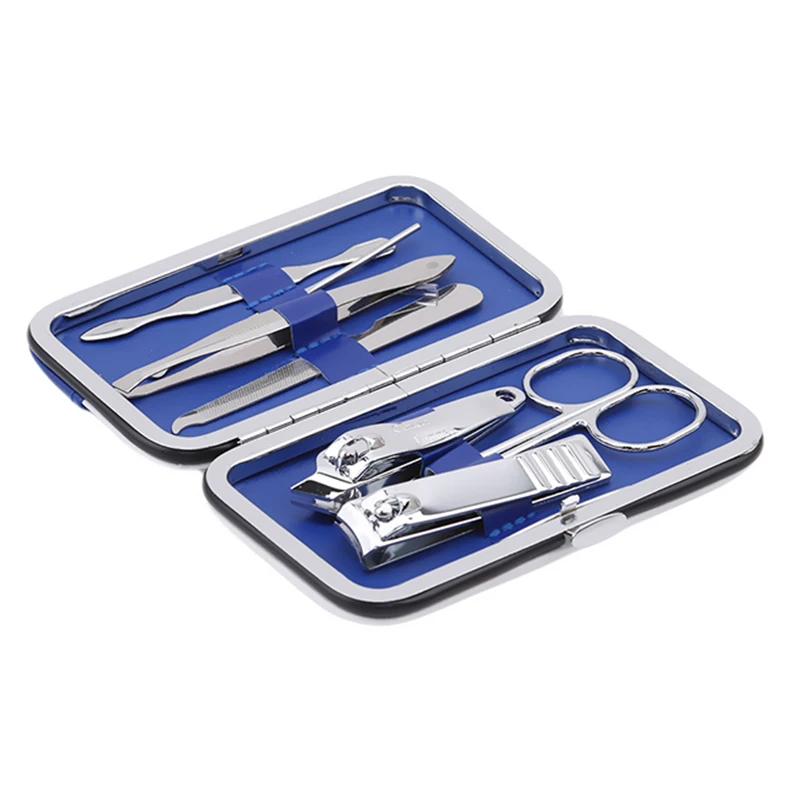 High Quality Stainless Steel Manicure Set Porcelain Case Nail Care Tools Nail Clippers Kit Pedicure Scissor Tweezer 7PCS/Set