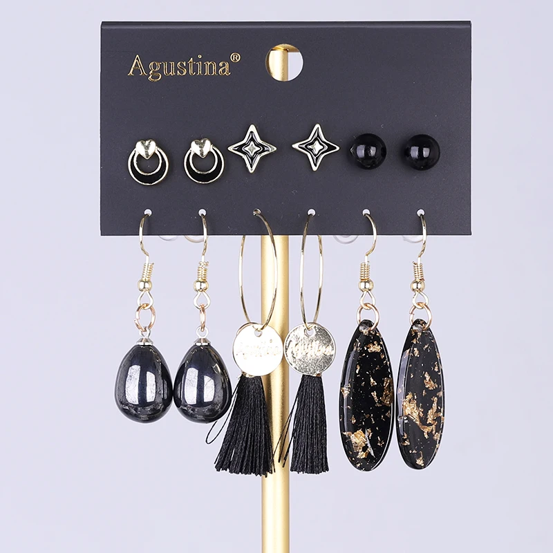 BLUE BEANS Studs Set Acrylic Tassel Earrings Bohemia Geometric Metal Earring Girls Jewelry stud earrings acrylic earrings crystal tassel earrings geometric earrings