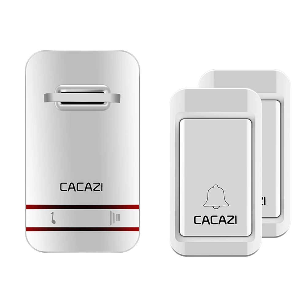 2 button 1 receiver CACAZI водонепроницаемый беспроводной дверной звонок с автономным питанием светодиодный светильник без батареи домашний звонок США ЕС Великобритания вилка 38 кольцо 1 Кнопка 1 2 3 приемник - Цвет: 2 button 1 receiver