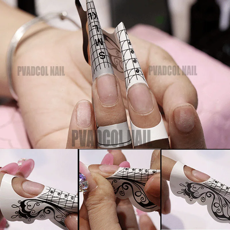 100 шт./компл. формы для наращивания ногтей Nail Art Руководство Бумага стикеры бабочки, Гель-лак для ногтей УФ-удлинитель для французского маникюра инструмент