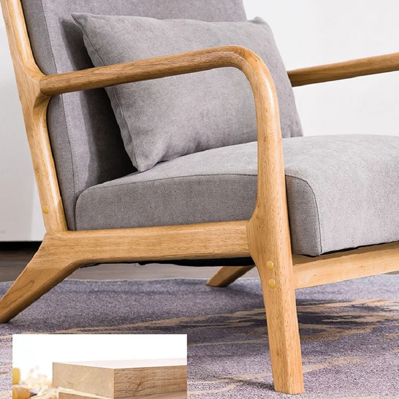 Solid wood Fabric Sofa Café Sofa household leisure sofa rocking chair small family modern simple living room apartment