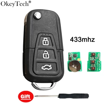 OkeyTech 3 pulsanti 433Mhz Flip pieghevole chiave telecomando per Lifan X60 X50 sostituzione chiave auto Shell Cover custodia lama non tagliata